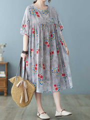 Vestido camisero con estampado floral "World Around Me"