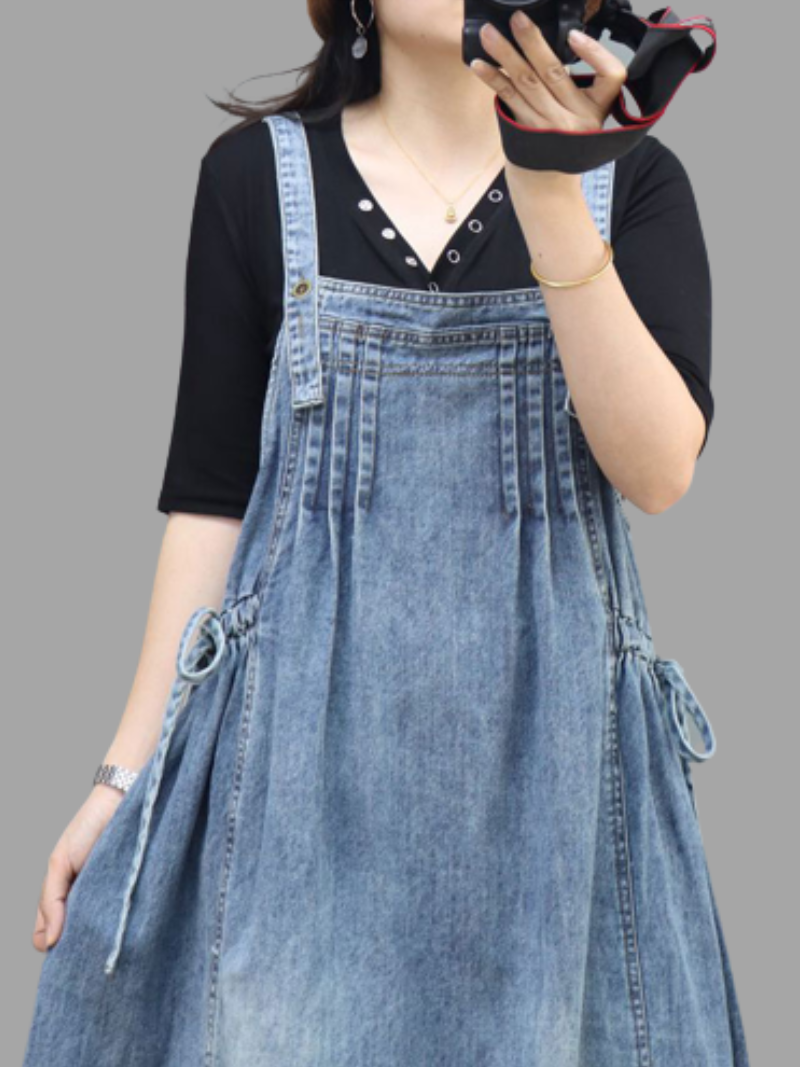 Schließen Sie Ihre Augen Denim-Jumpsuit mit hoher Taille