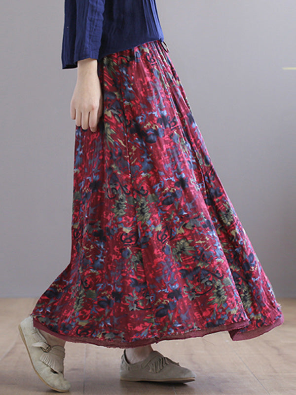 Double Layers Floral Printing Skirt
