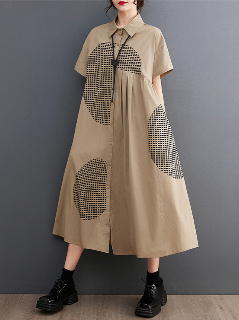 Close Your Eyes Polo Collar A-line Dress