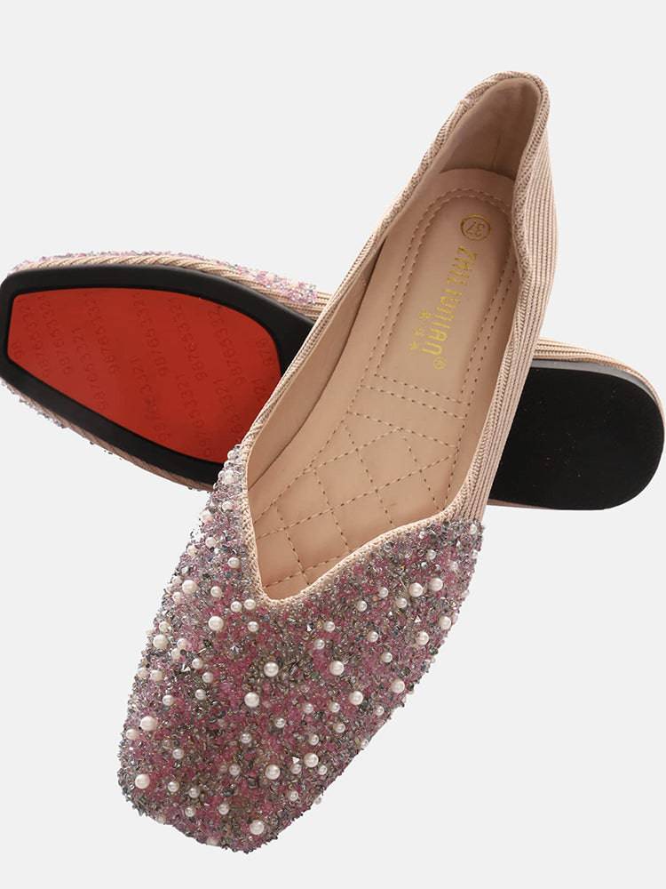 Flache Schuhe mit Strass-Pailletten