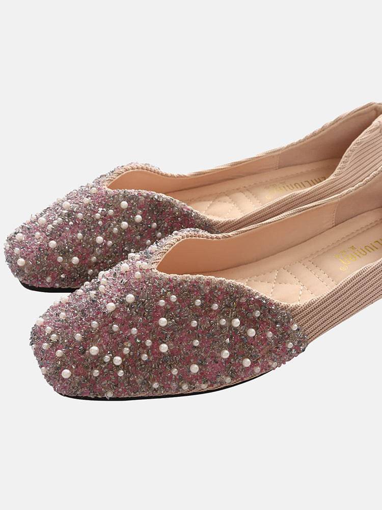 Flache Schuhe mit Strass-Pailletten