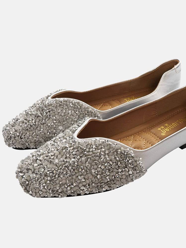 Zapatos planos con lentejuelas y diamantes de imitación