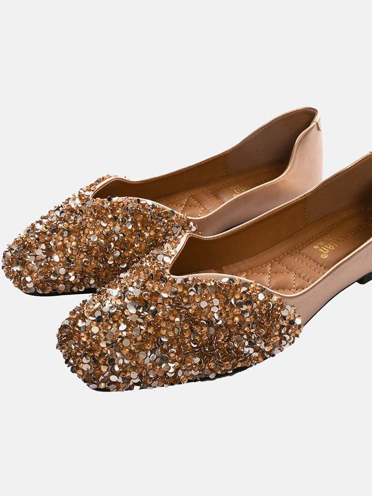 Zapatos planos con lentejuelas y diamantes de imitación