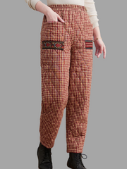 Thickened Warm Harem Pants Plaid Outer Wear Down Cotton Pants