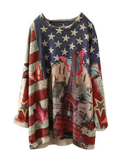 Aida Vintage Contrasting Star Print Knit Top