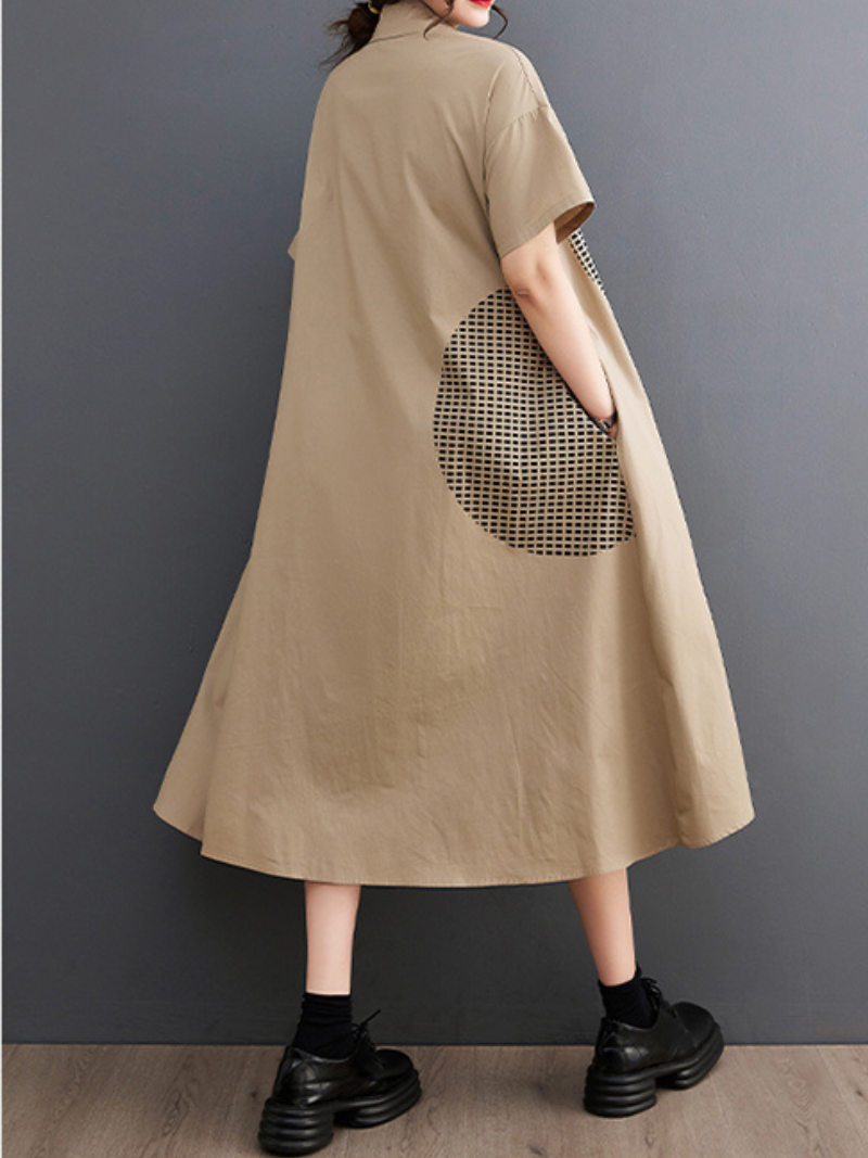 Close Your Eyes Polo Collar A-line Dress