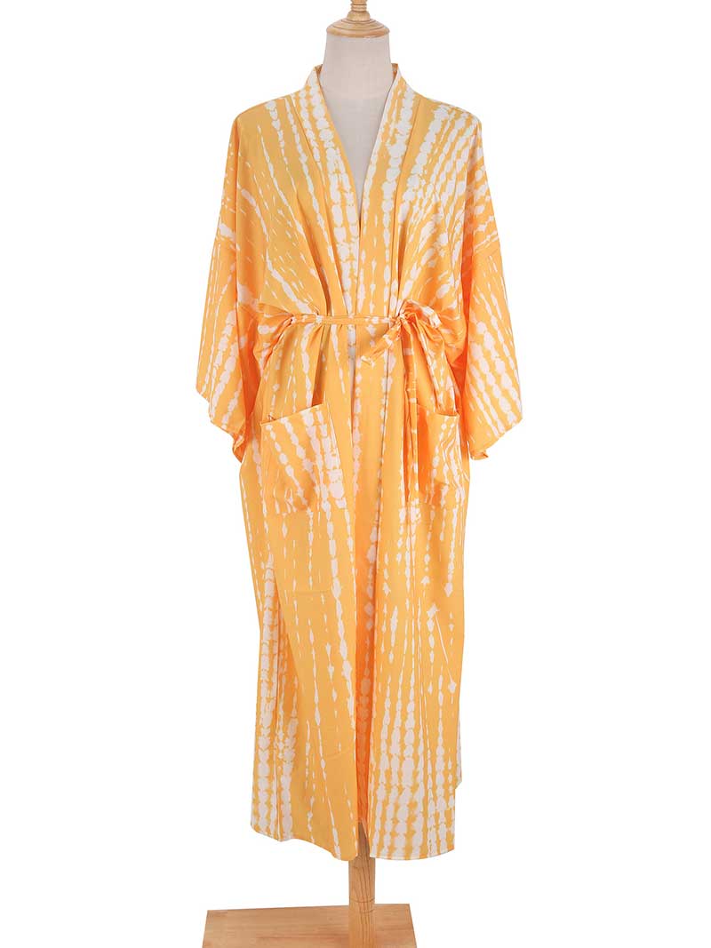 Tie-Dye Print Different Color Rayon Long Length Gown Kimono Duster Robe