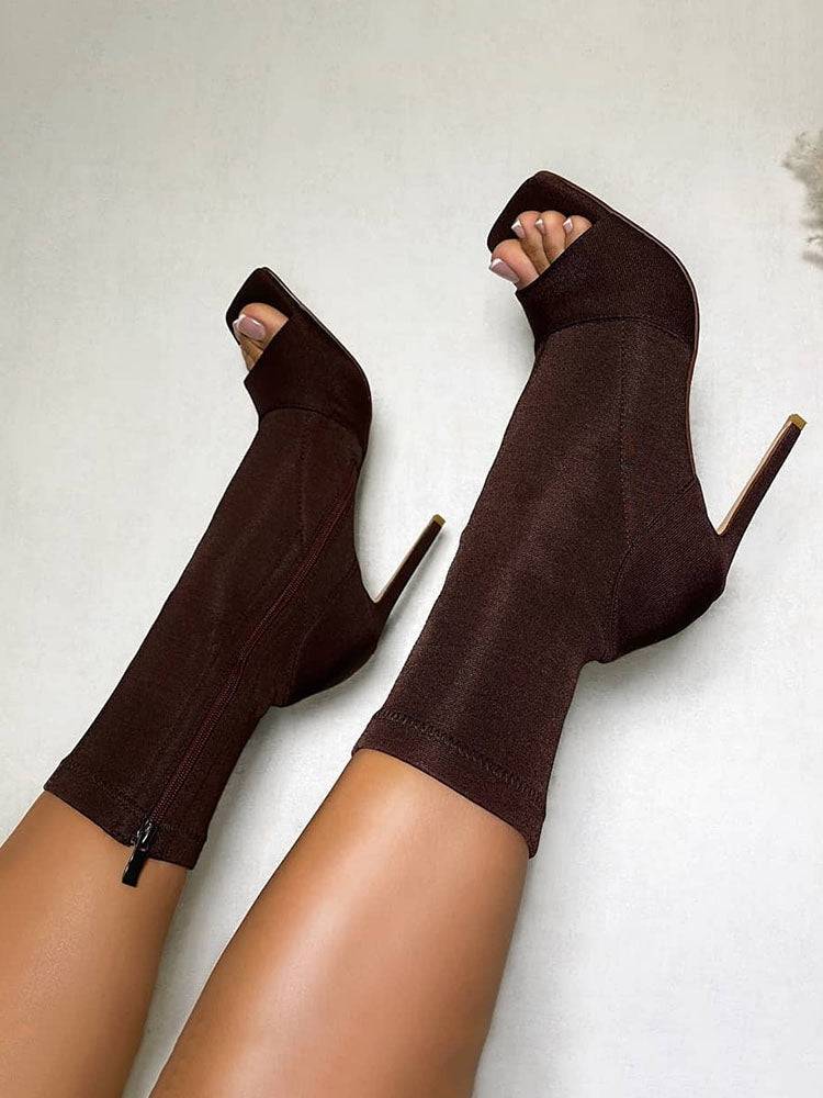 Square Peep Toe Suede Boots