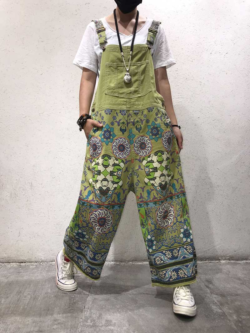 A Hundred Days Ethnic Print Cotton Overall Dungarees