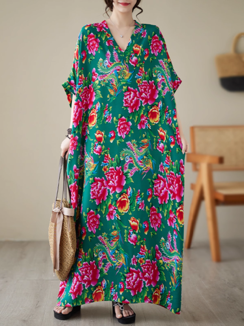 Elegance Cool Flower Kaftan Dress