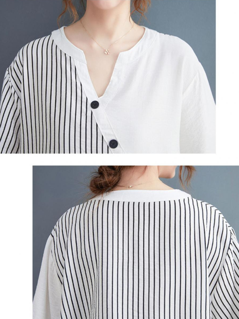 Charmante Button-Up-Streifenoberteile