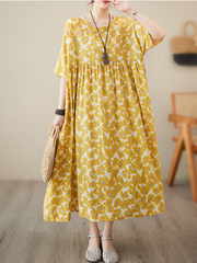 Drop a picture Cotton Round Neck Smock Dress