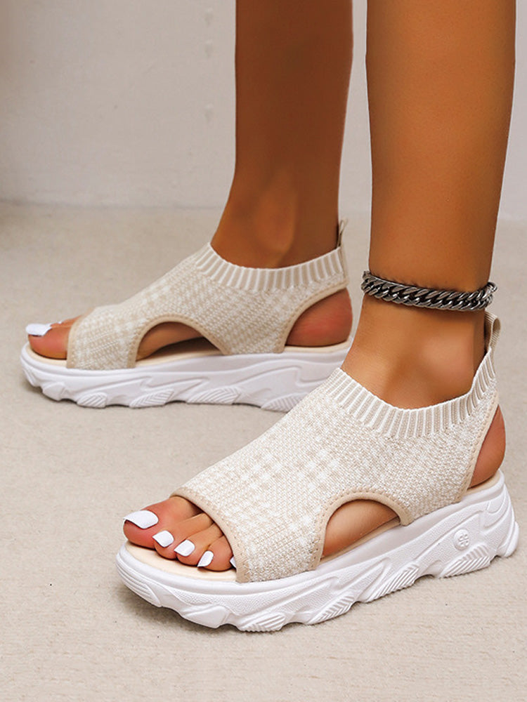 Knit Cutout Platform Sandals