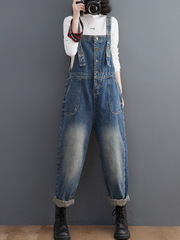 Stylish Large Size Loose Denim Overalls