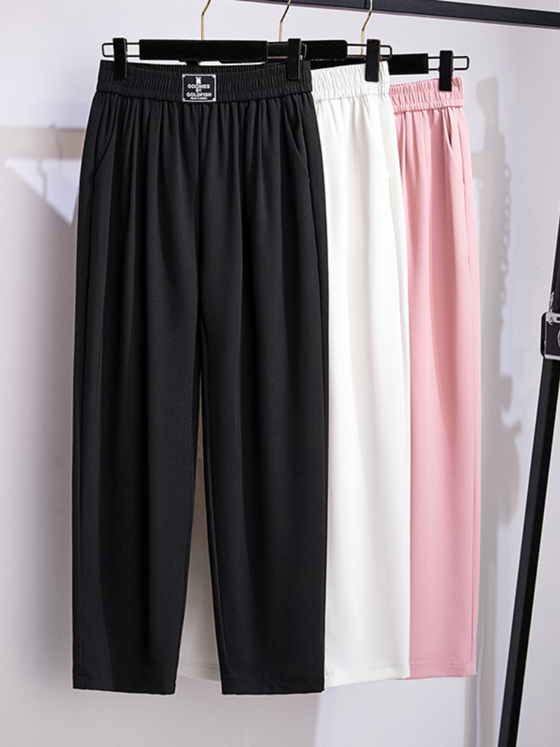 summer high waist loose plain color suit trouser pants