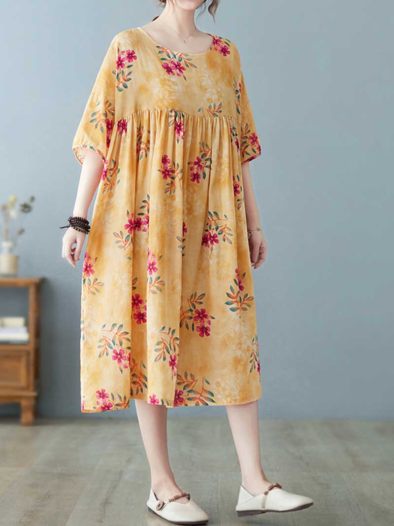 World Around Me Printed Floral Smock Dress