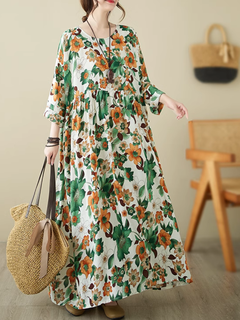 Relaxed Fit Floral Loose Smock Dress