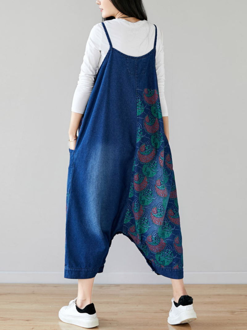 Pure Soul – Kurze Baggy-Latzhose in Denimblau