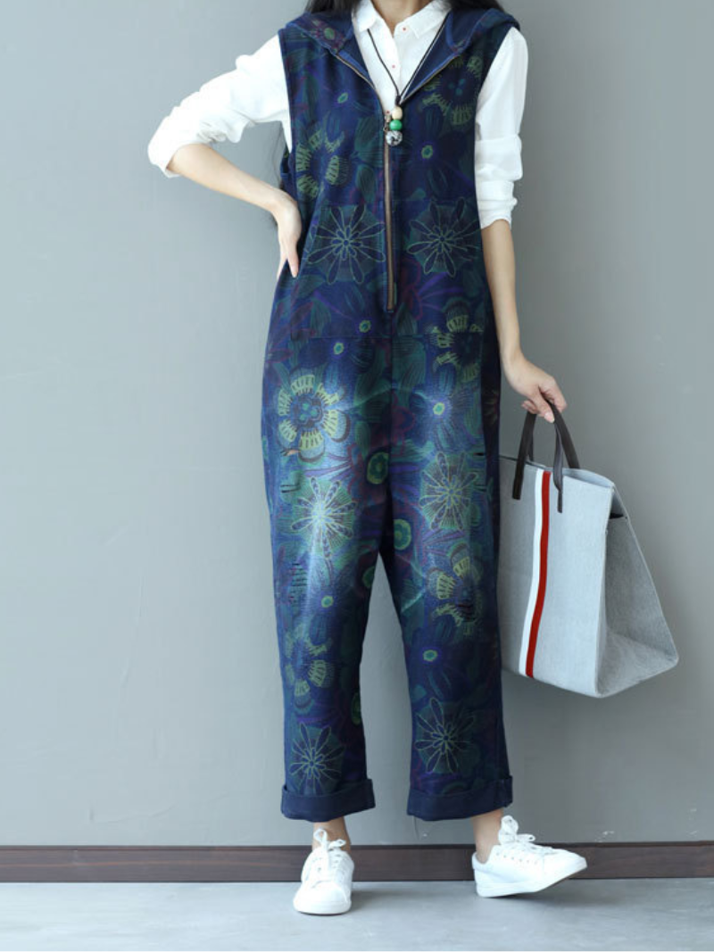 Lässiger Jumpsuit mit Trägern und Kapuze, Latzhose