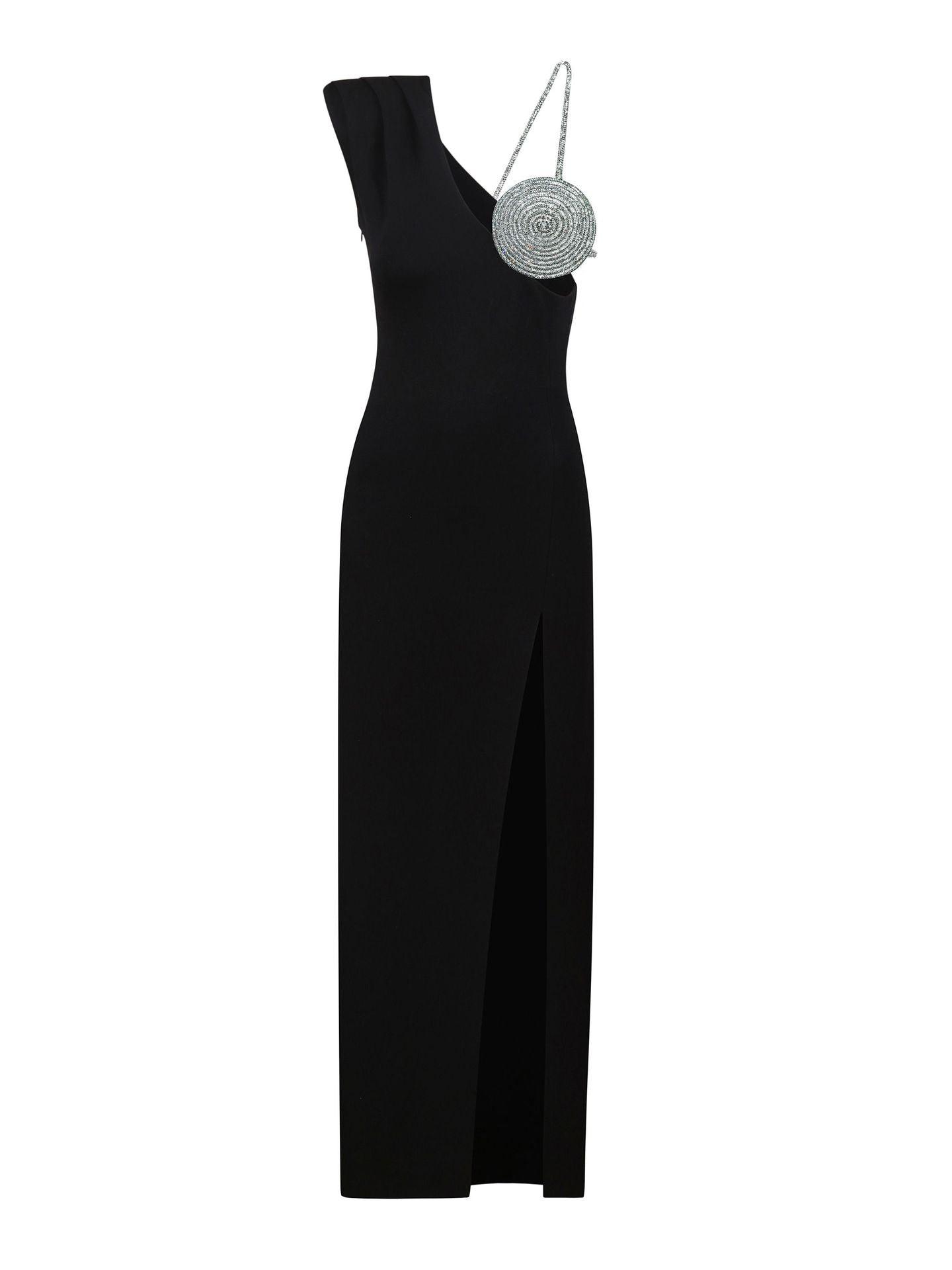 Alayna Spiral Crystal Bandage Maxi Dress In Black