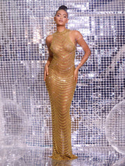 Anakin – Maxikleid mit Strassverzierung in Gold 