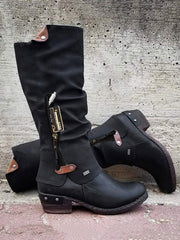 Stiefel aus PU-Leder mit Reißverschluss