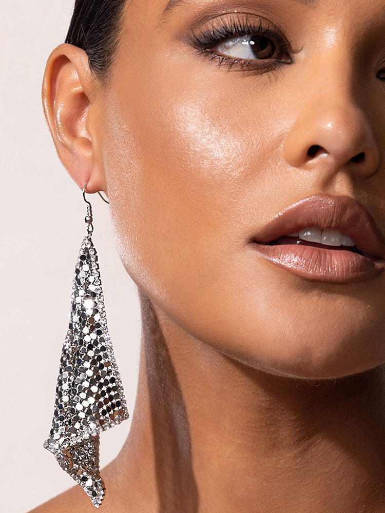 Rhinestone Chain Mail Drop Earrings