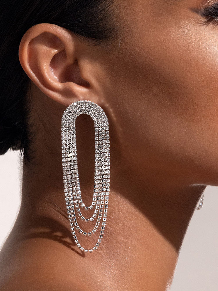 Rhinestone Fringe Drop Earring