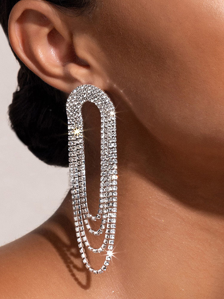 Rhinestone Fringe Drop Earring