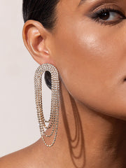 Rhinestone Fringe Drop Earring