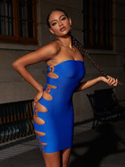 Calandra Strapless Cutout Bandage Dress In Royal Blue