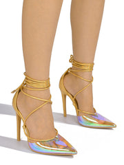 Iridescent Clear Lace-up Heels