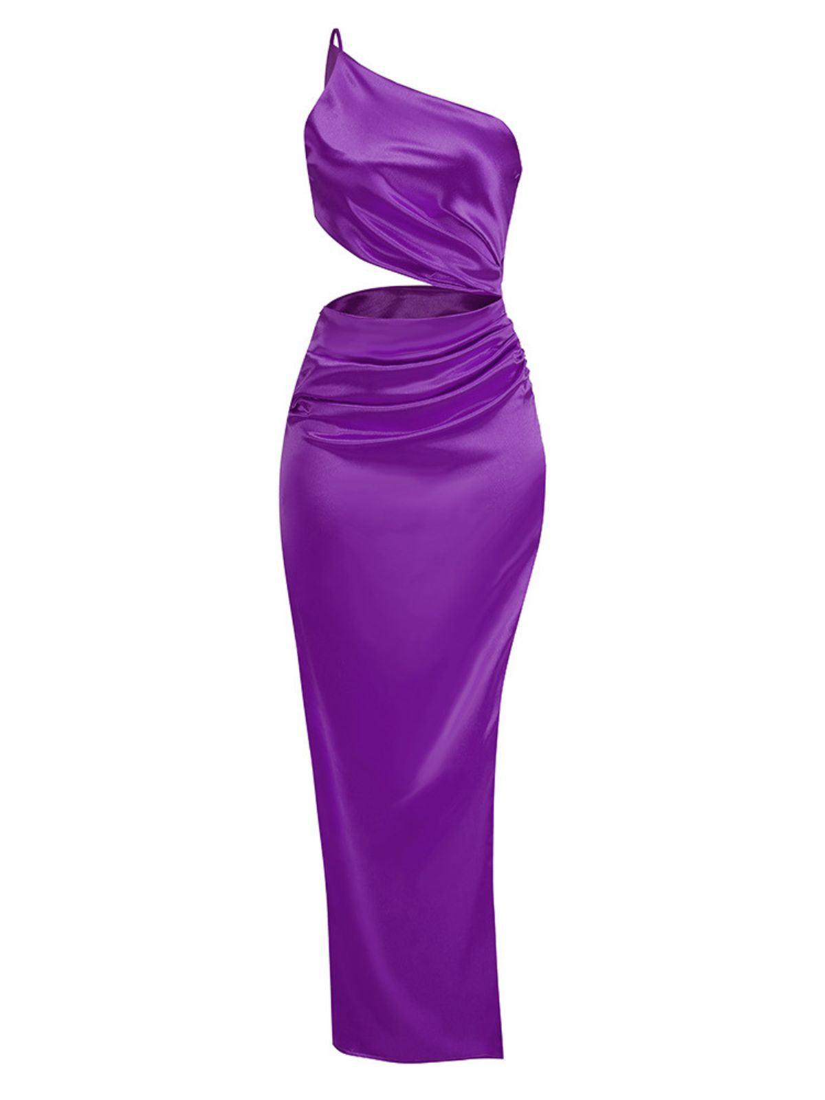 Chara – Lilafarbenes Maxikleid mit One-Shoulder-Träger und Cut-Outs 