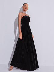 Colleen Velvet Strapless Maxi Dress