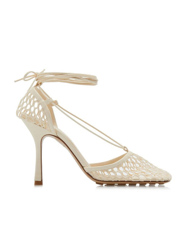 Square Toe Mesh Wrap Sandals