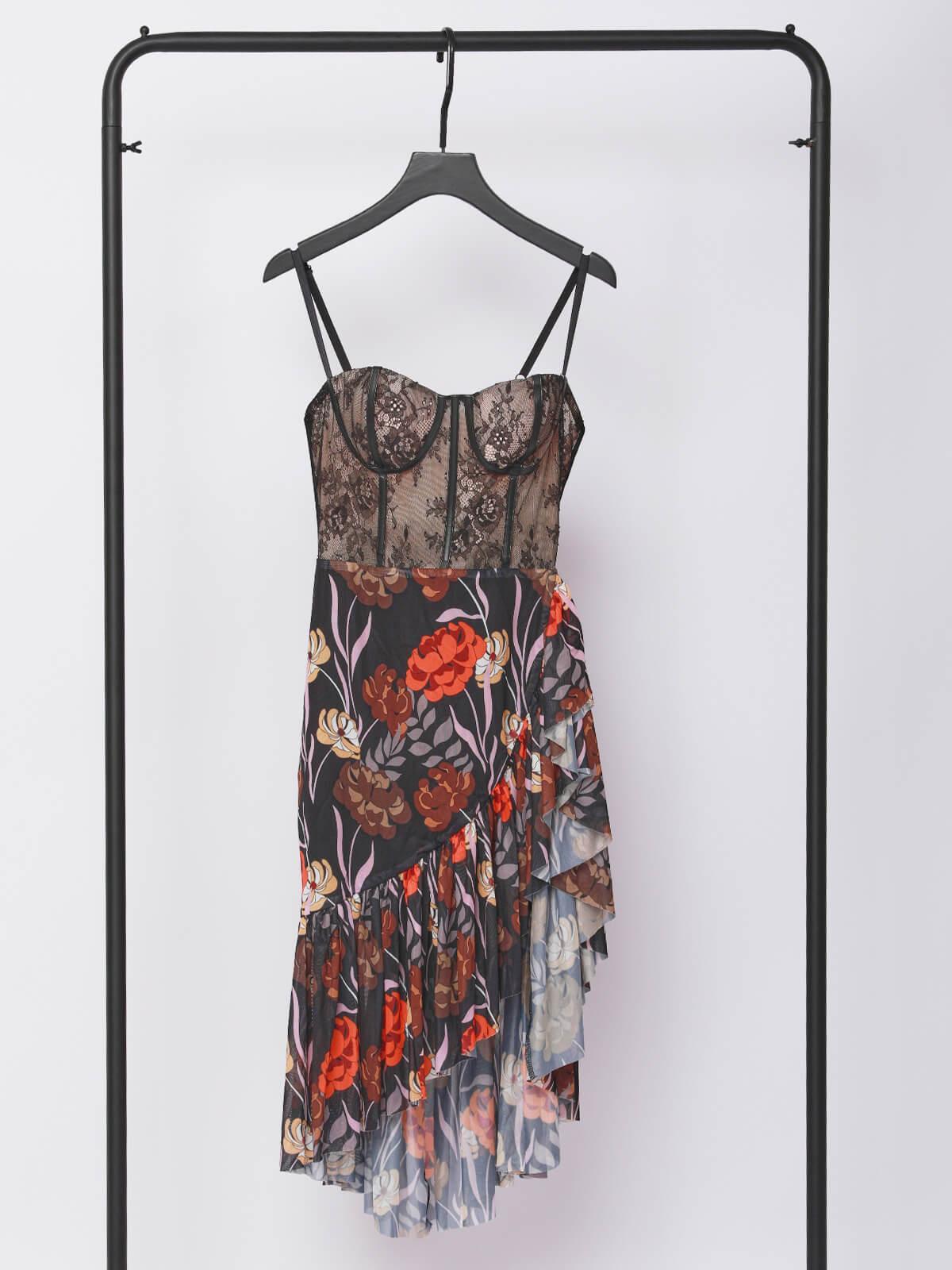 Vestido midi floral de malla Deborah