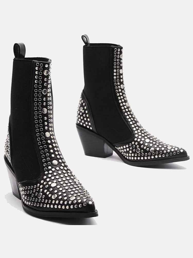 Studded Pointed Toe Booties