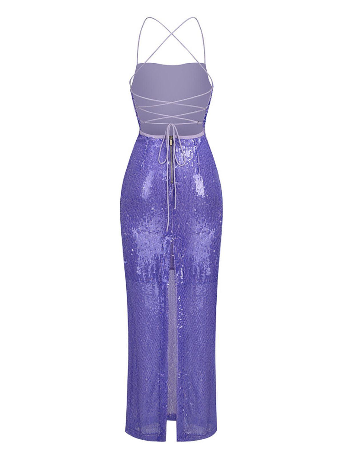 Dominica Sequin Maxi Dress In Purple