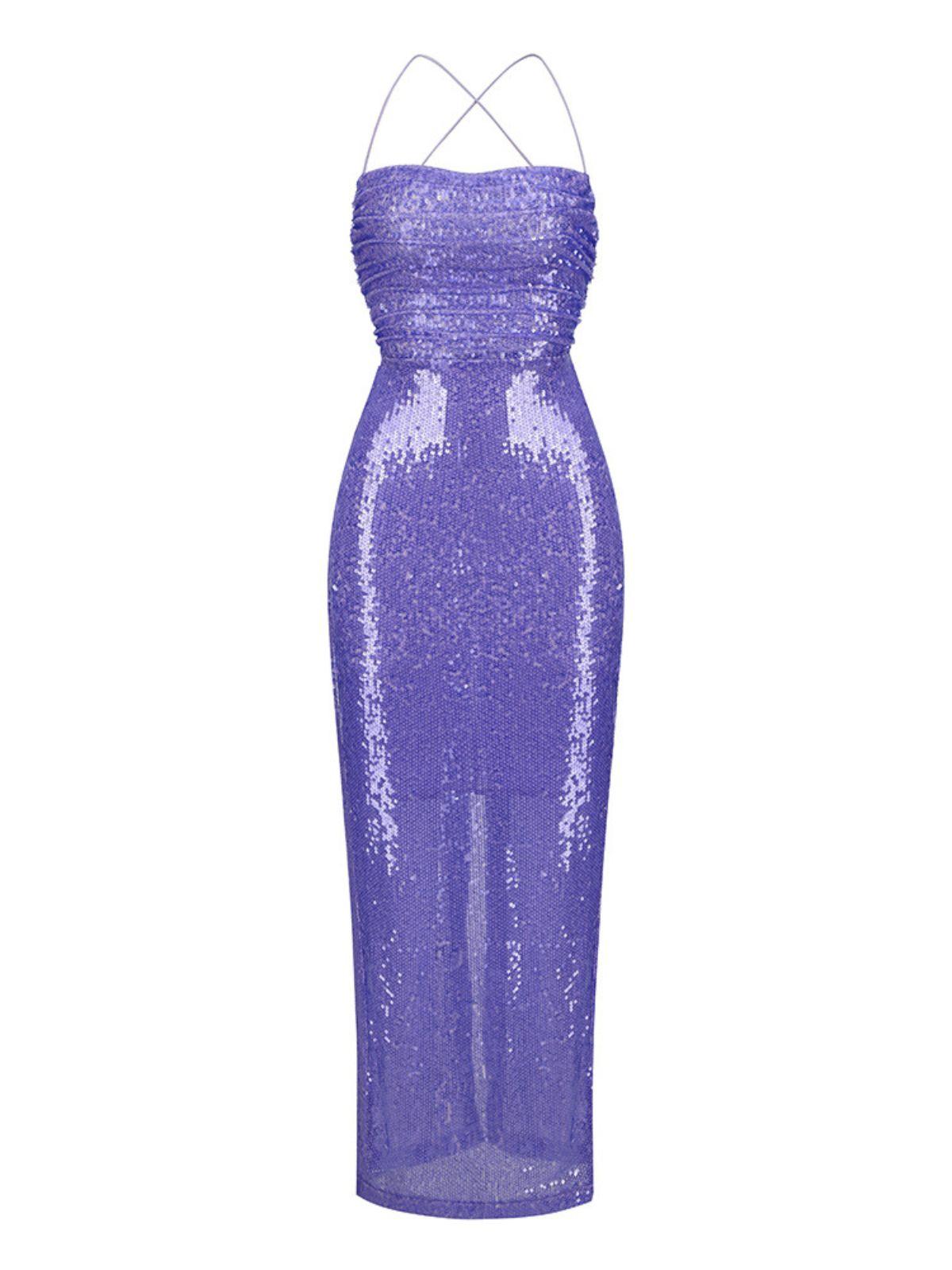 Dominica Sequin Maxi Dress In Purple