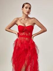 Dorothy Tulle Maxi Dress In Red