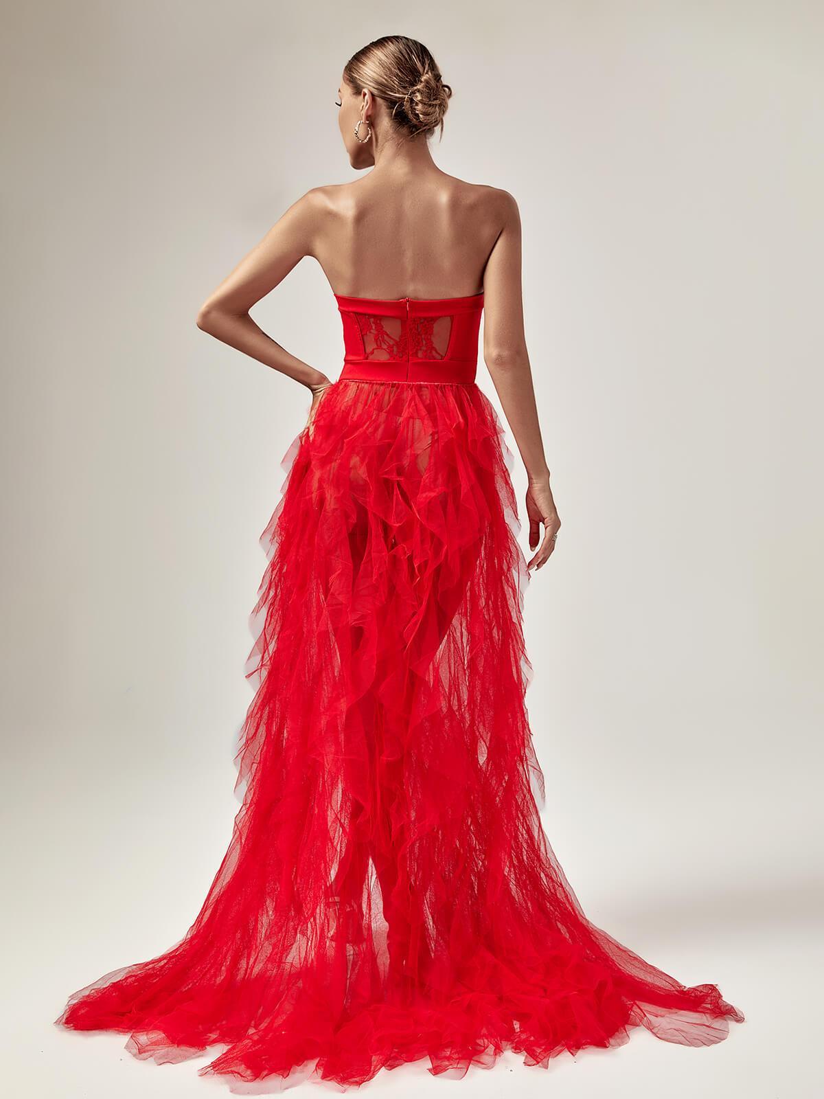 Dorothy Tulle Maxi Dress In Red