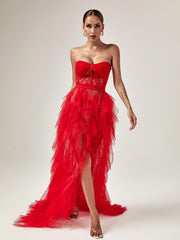 Dorothy Tulle Maxi Dress In Red