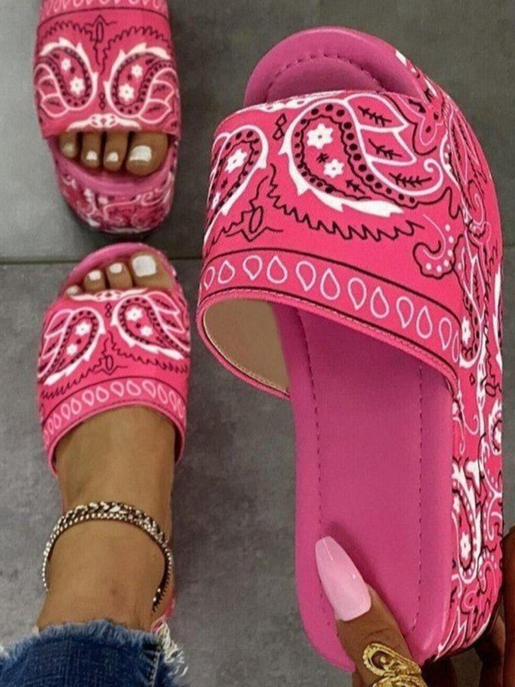 Printed Platform Thick Sole Sandals