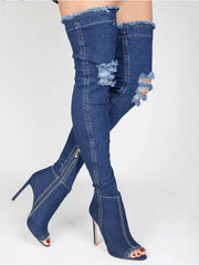 Peep-Toe-Overknee-Jeansstiefel