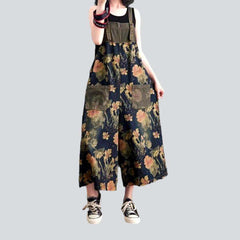 Mono vaquero de mujer con estampado floral y pierna ancha