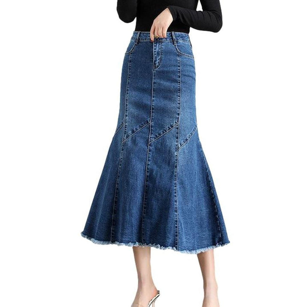 Women's fishtail denim skirt