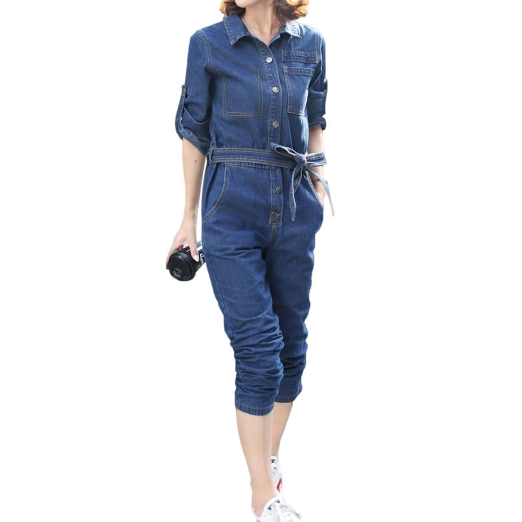 Damen Jeans-Overall mit Gürtel