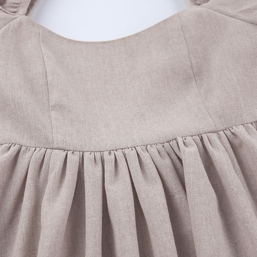 Tampa Puff Sleeve High Waist Linen Mini Dress