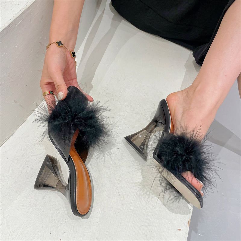 Meadow Feather Square Toe Heels